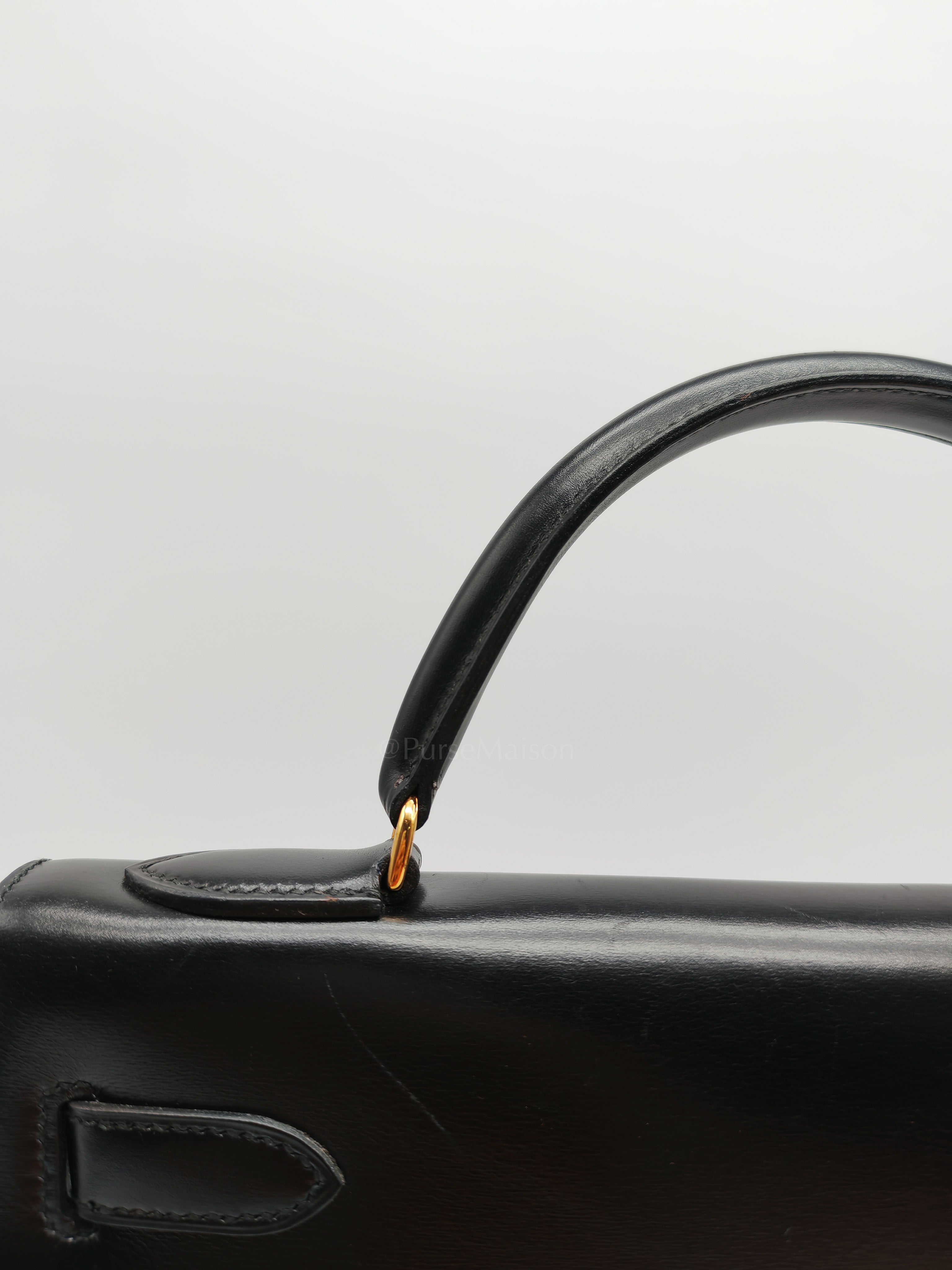 Vintage Kelly 32 Sellier Box Calfskin Leather in Gold Hardware Stamp S Circle(1989) | Purse Maison Luxury Bags Shop