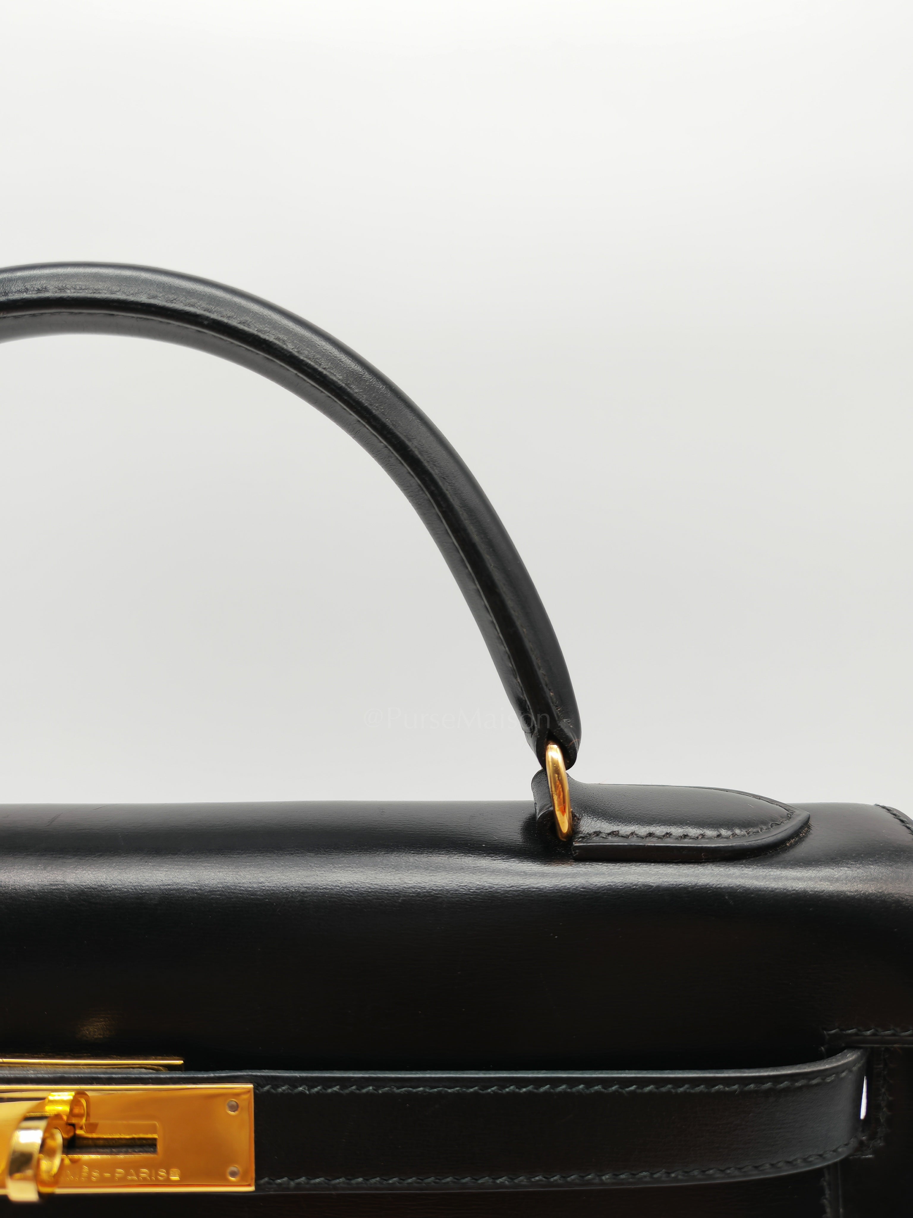 Vintage Kelly 32 Sellier Box Calfskin Leather in Gold Hardware Stamp S Circle(1989) | Purse Maison Luxury Bags Shop
