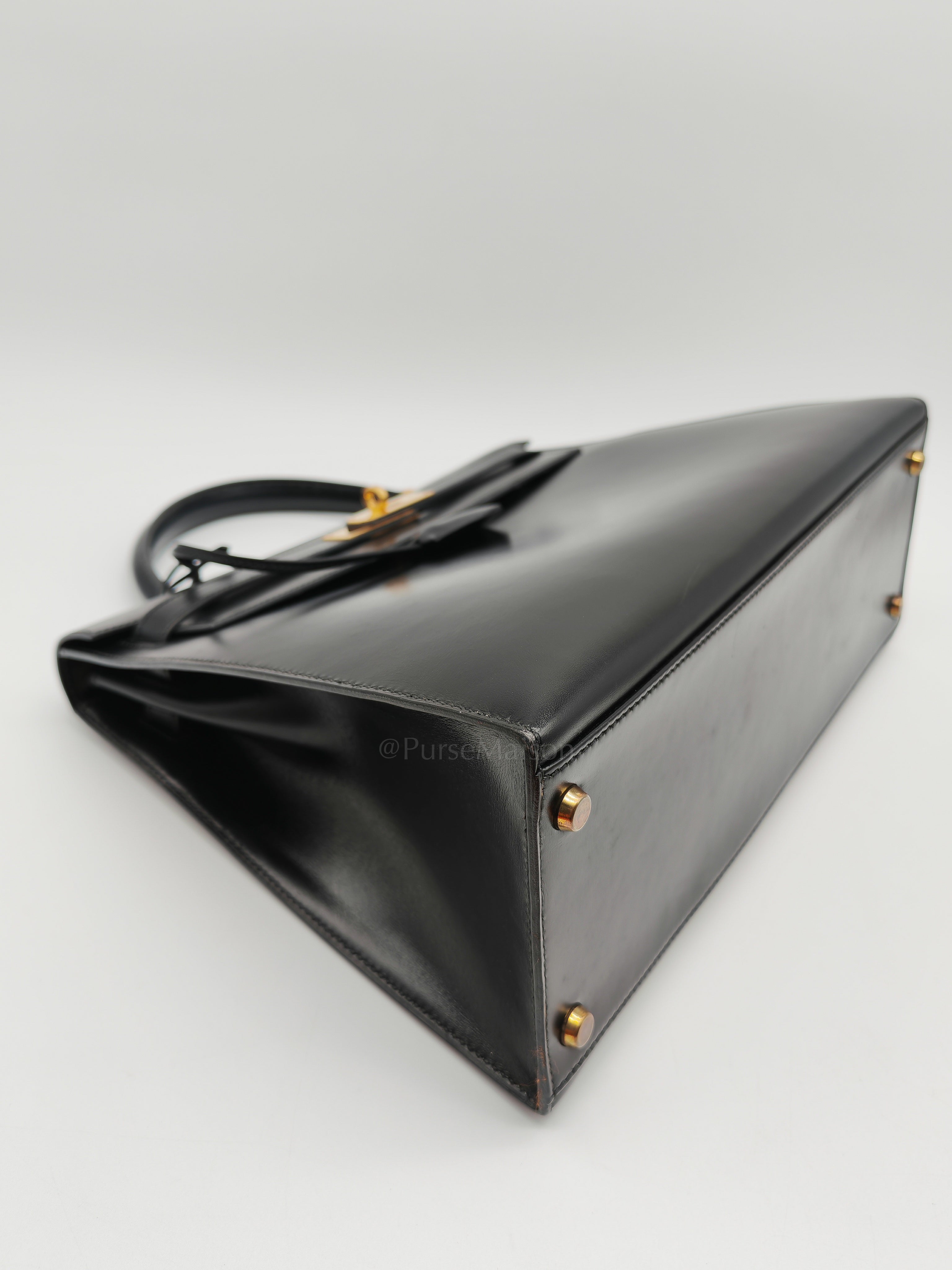Vintage Kelly 32 Sellier Box Calfskin Leather in Gold Hardware Stamp S Circle(1989) | Purse Maison Luxury Bags Shop