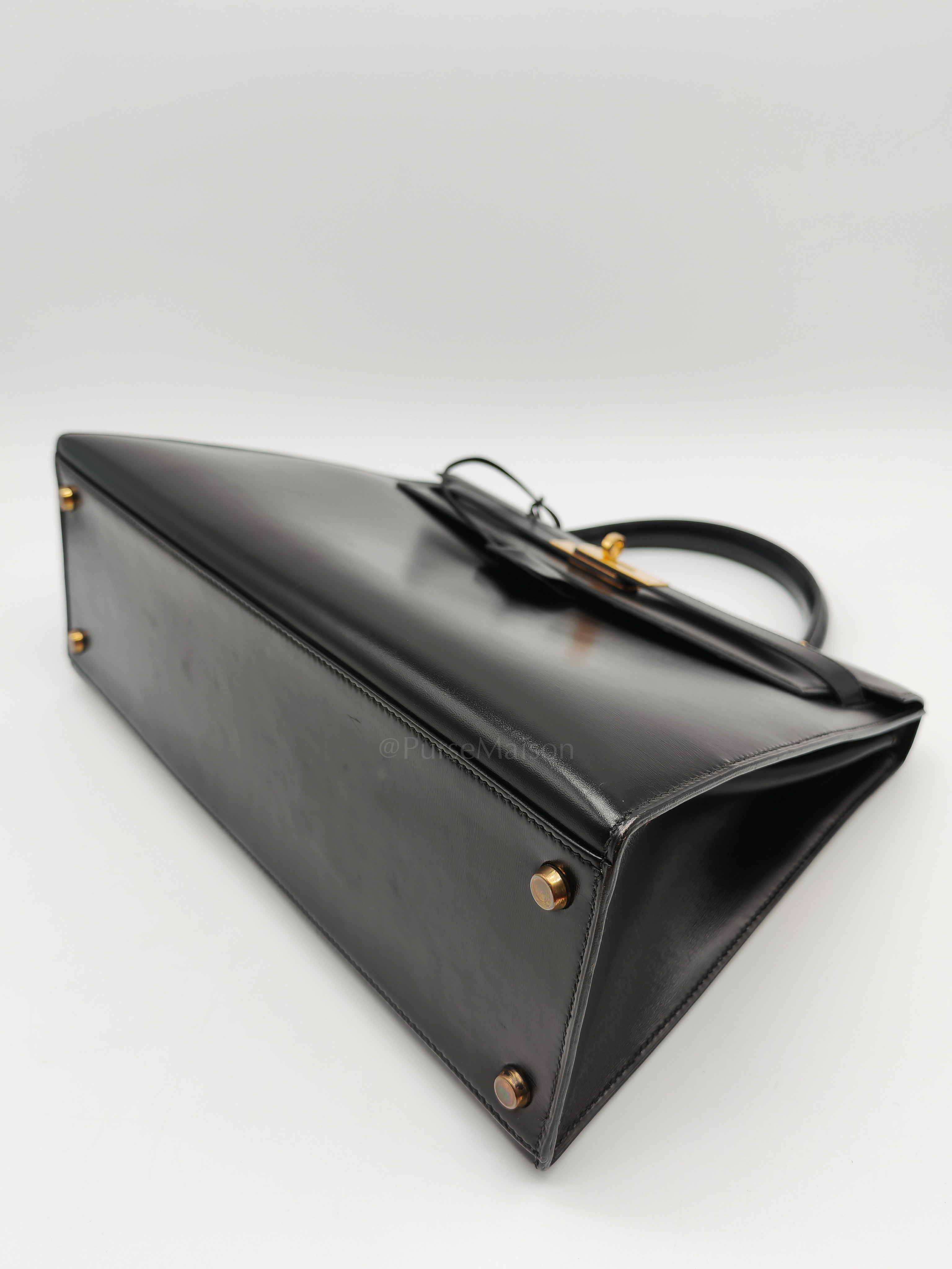 Vintage Kelly 32 Sellier Box Calfskin Leather in Gold Hardware Stamp S Circle(1989) | Purse Maison Luxury Bags Shop