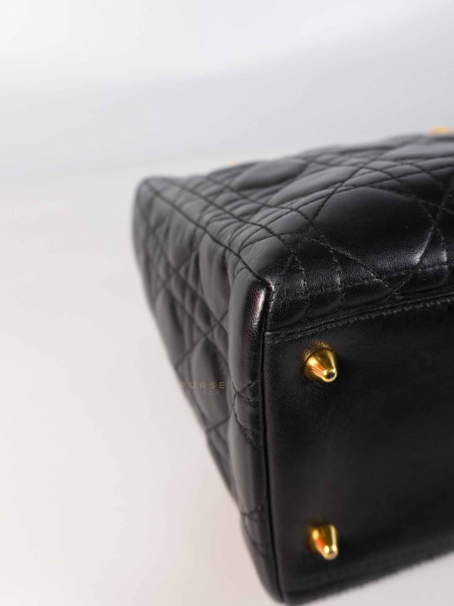 Vintage Lady Dior Medium in Black Quilted Cannage Leather | Purse Maison Luxury Bags Shop