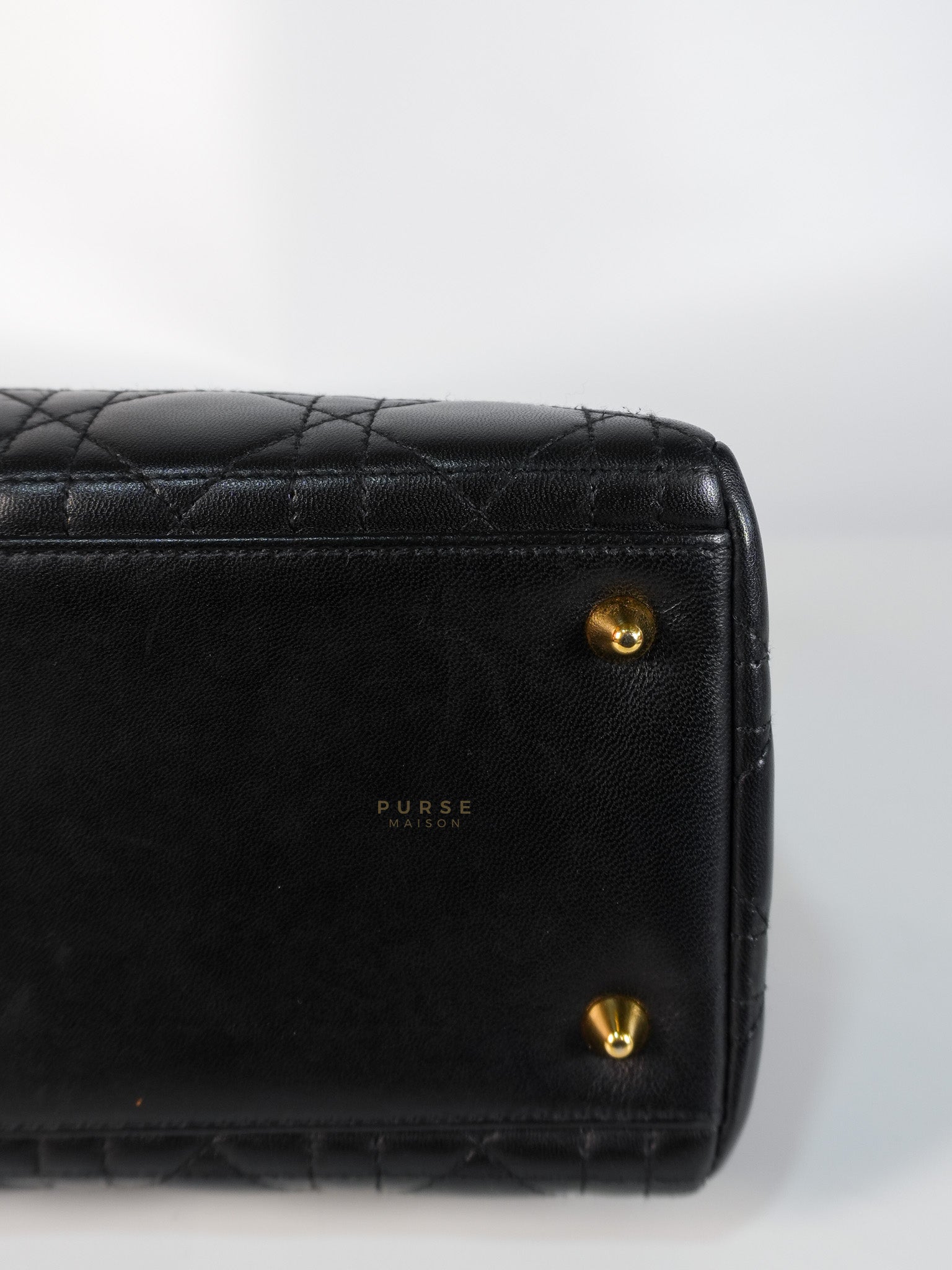 Vintage Lady Dior Medium in Black Quilted Cannage Leather | Purse Maison Luxury Bags Shop