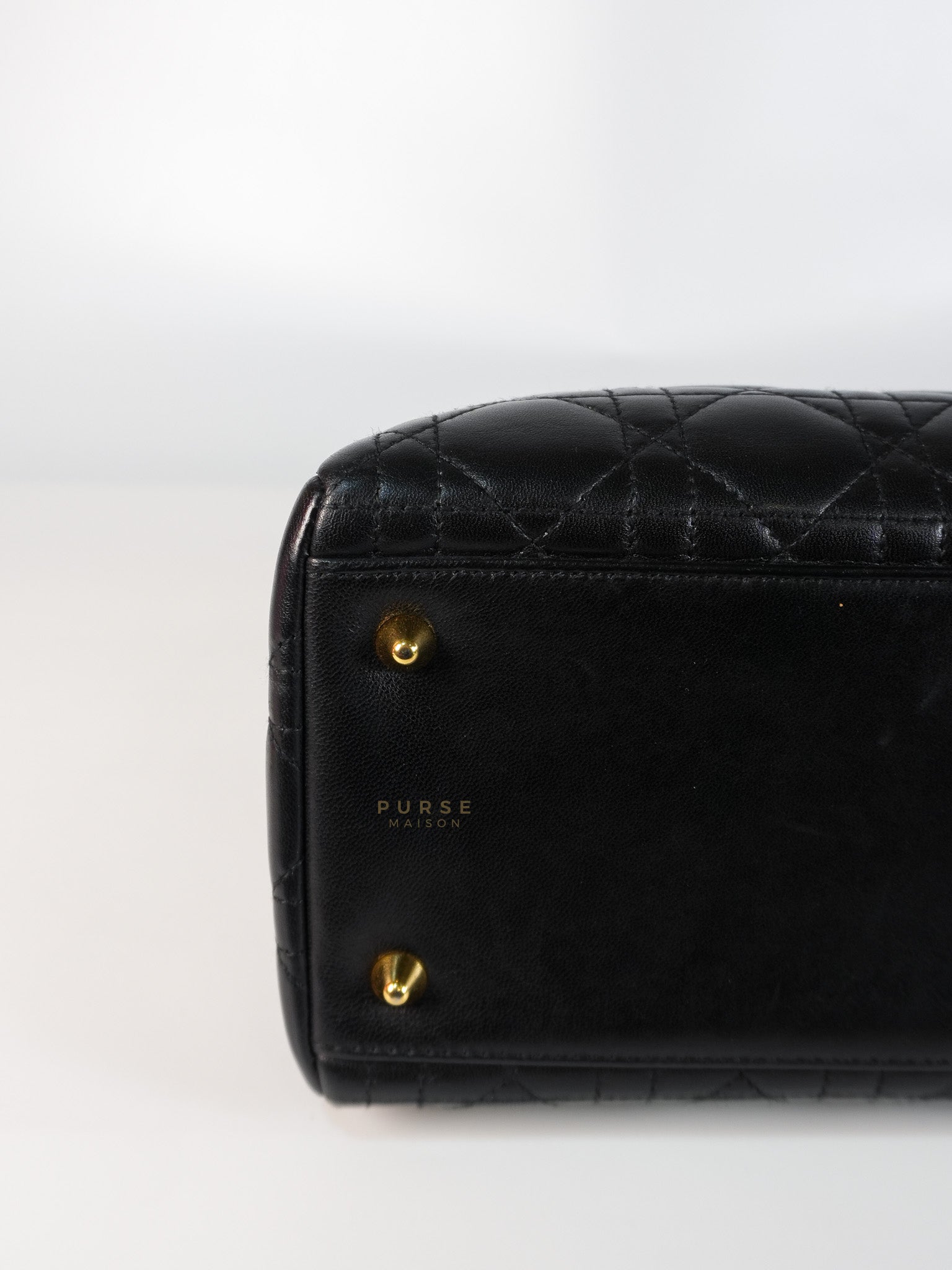 Vintage Lady Dior Medium in Black Quilted Cannage Leather | Purse Maison Luxury Bags Shop