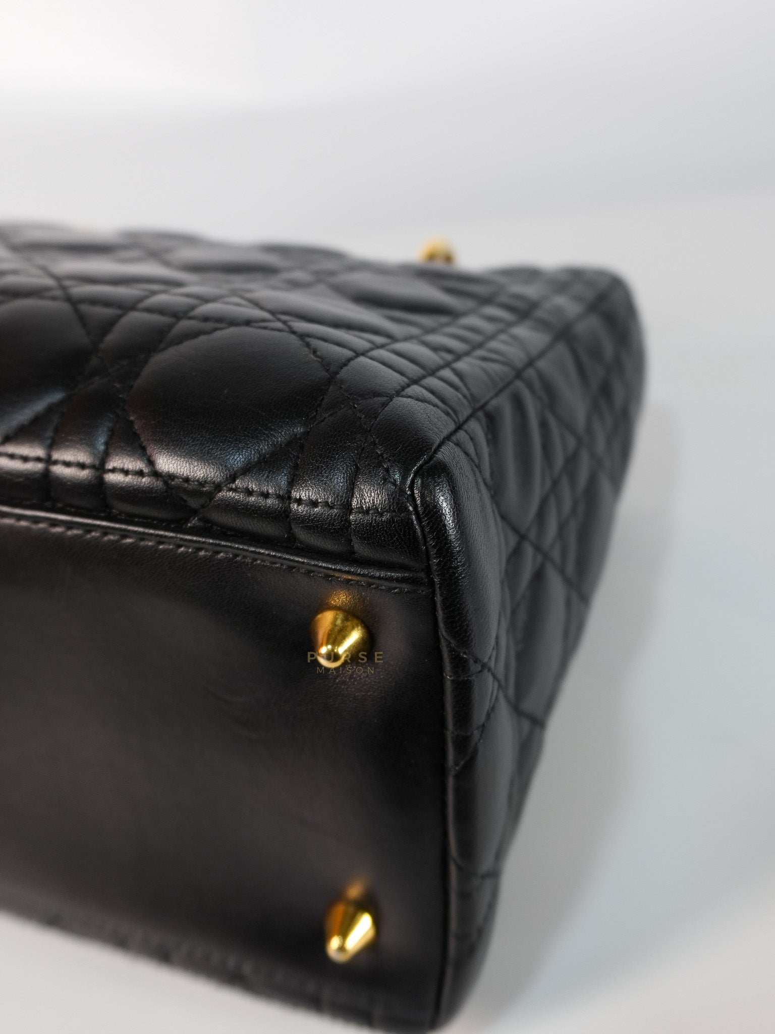 Vintage Lady Dior Medium in Black Quilted Cannage Leather | Purse Maison Luxury Bags Shop