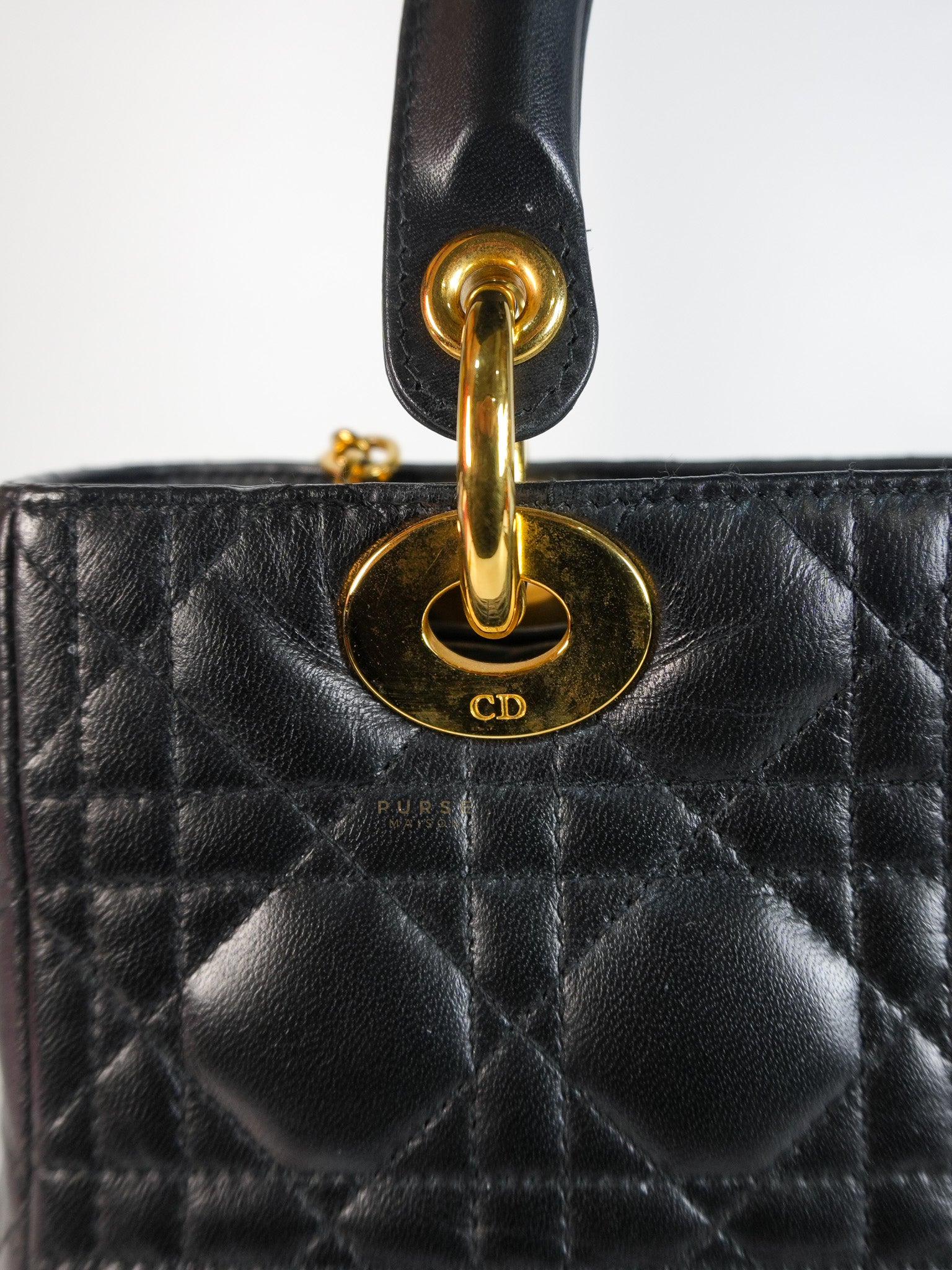 Vintage Lady Dior Medium in Black Quilted Cannage Leather | Purse Maison Luxury Bags Shop