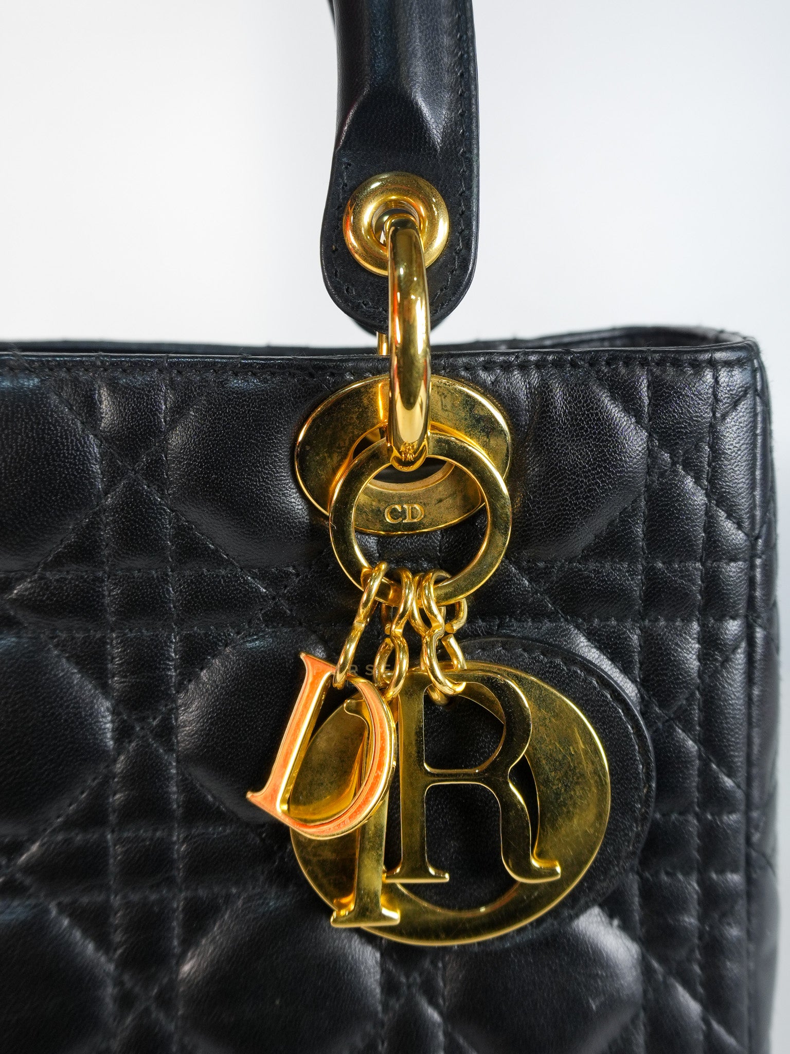 Vintage Lady Dior Medium in Black Quilted Cannage Leather | Purse Maison Luxury Bags Shop
