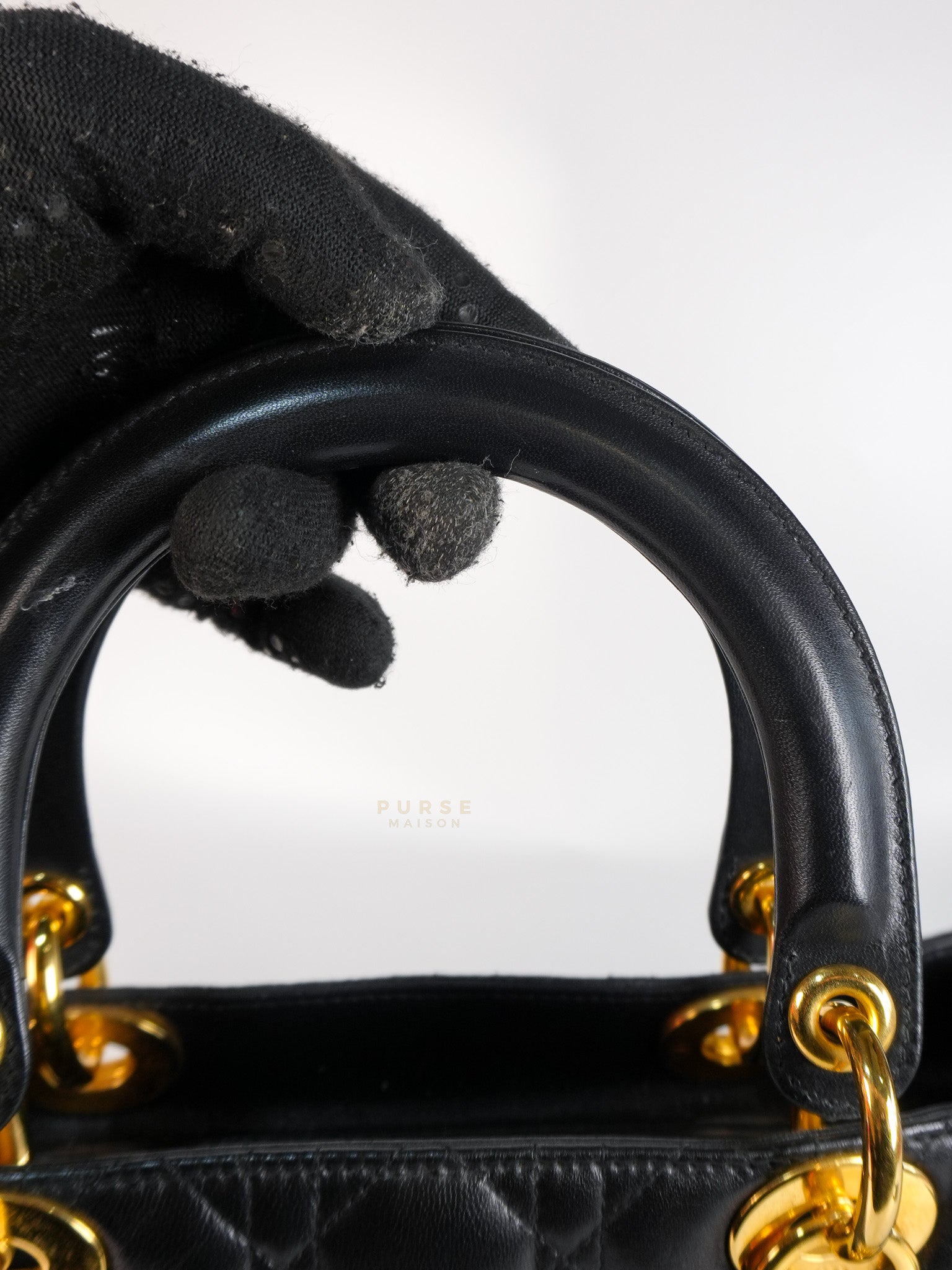 Vintage Lady Dior Medium in Black Quilted Cannage Leather | Purse Maison Luxury Bags Shop