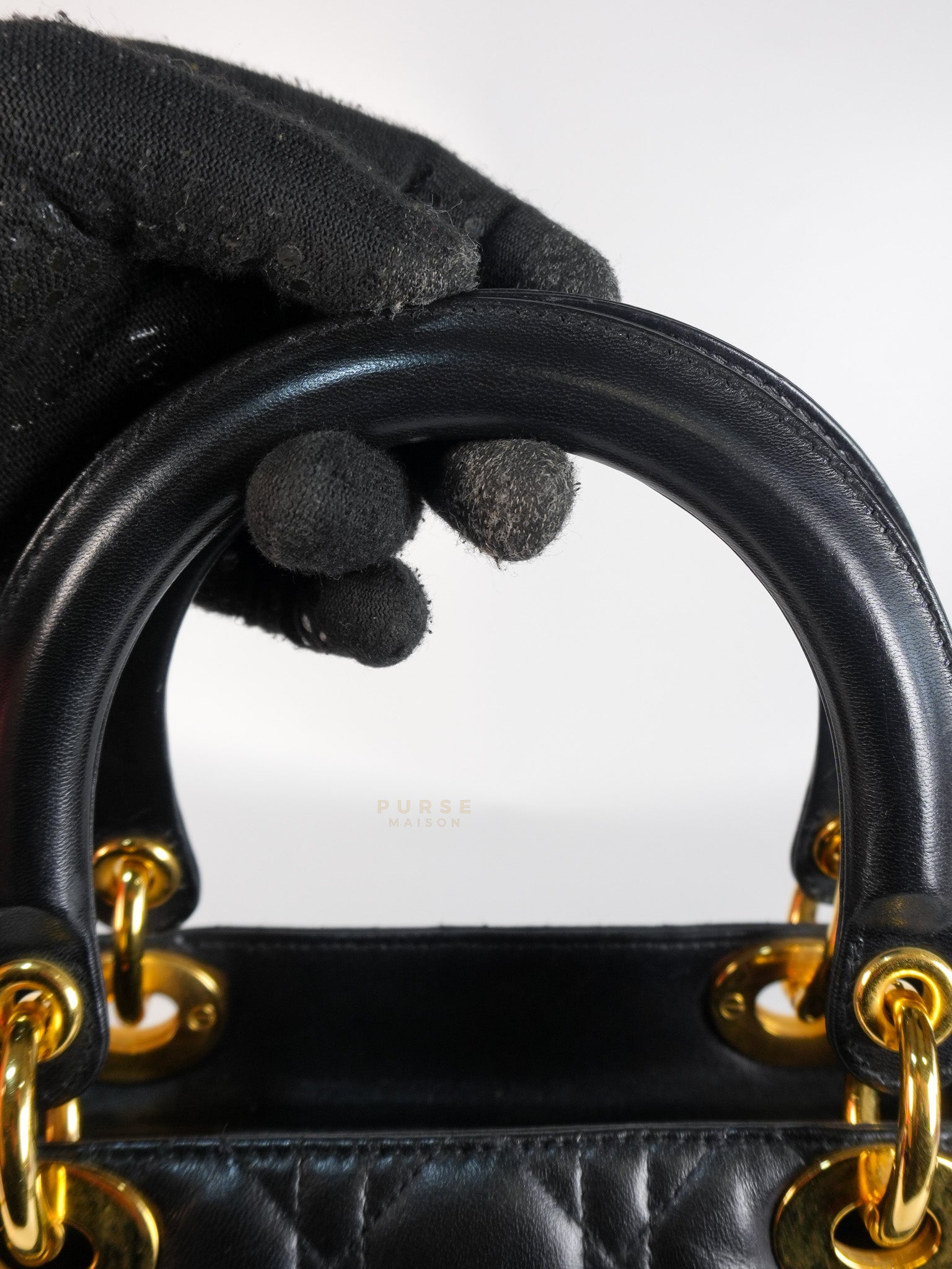 Vintage Lady Dior Medium in Black Quilted Cannage Leather | Purse Maison Luxury Bags Shop