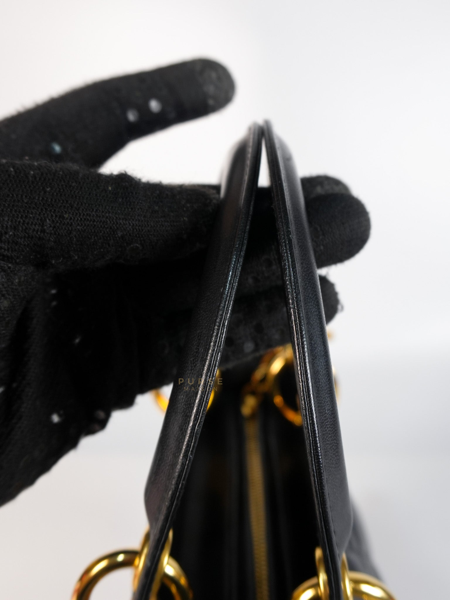 Vintage Lady Dior Medium in Black Quilted Cannage Leather | Purse Maison Luxury Bags Shop