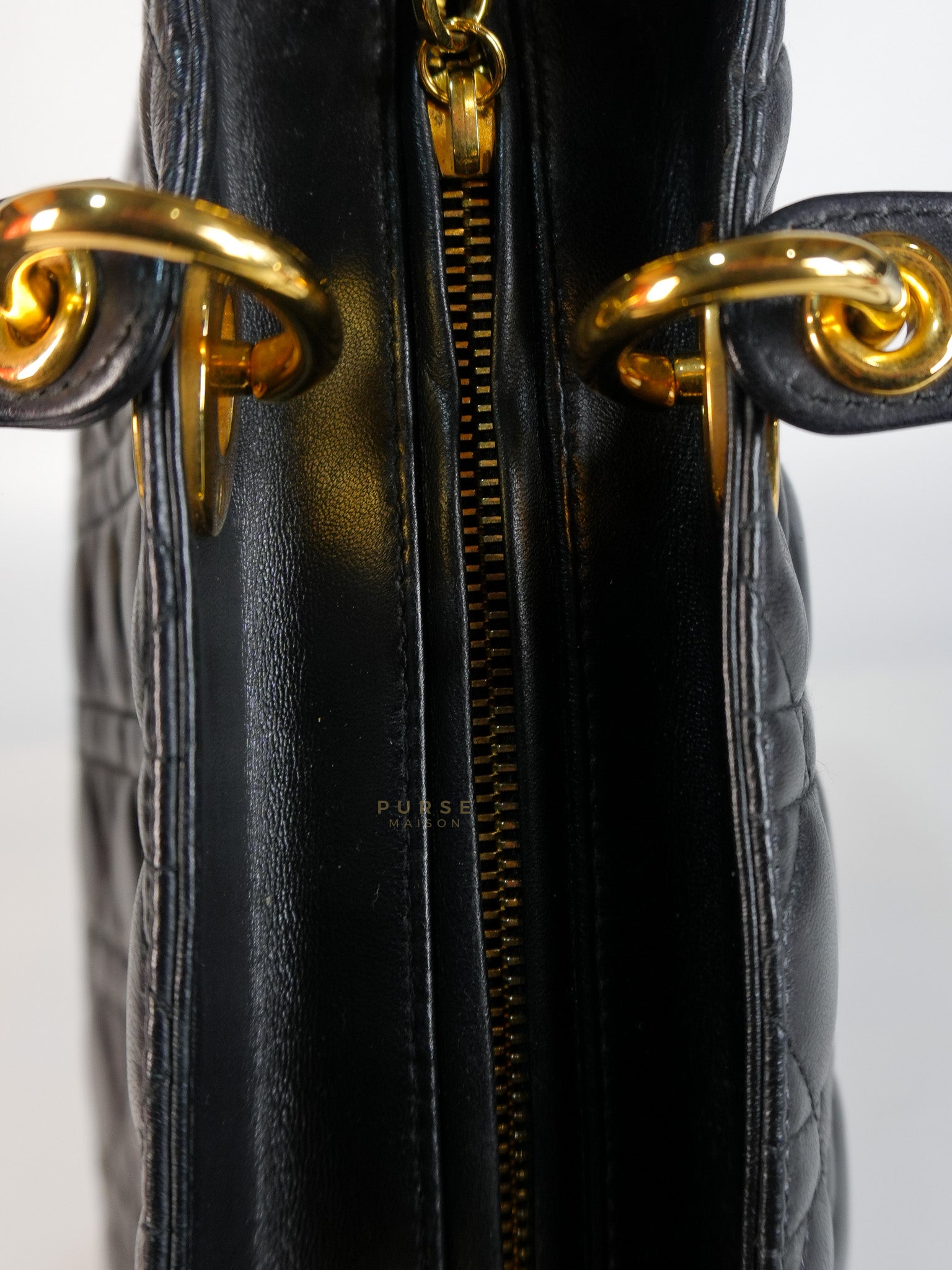 Vintage Lady Dior Medium in Black Quilted Cannage Leather | Purse Maison Luxury Bags Shop