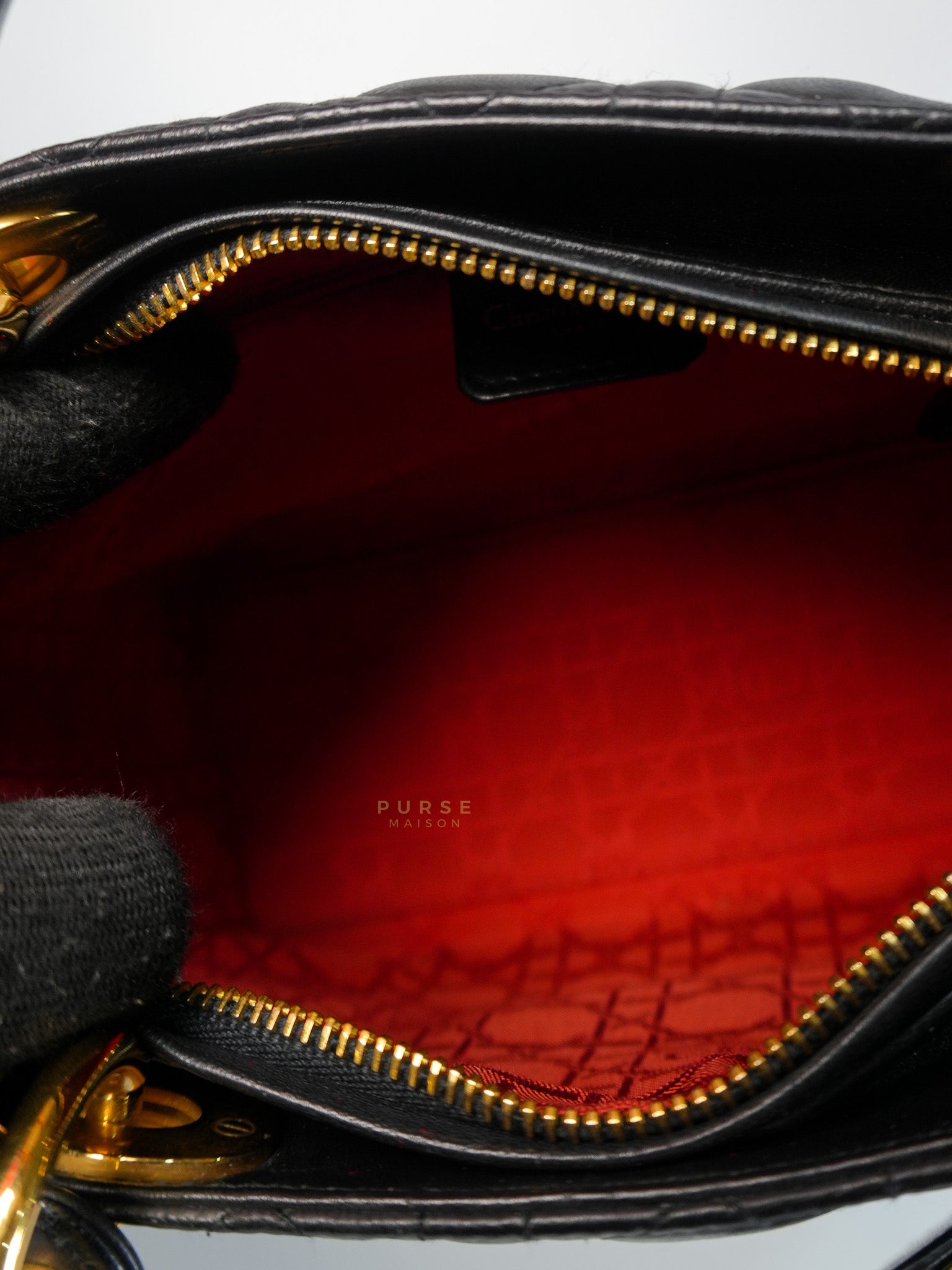 Vintage Lady Dior Medium in Black Quilted Cannage Leather | Purse Maison Luxury Bags Shop