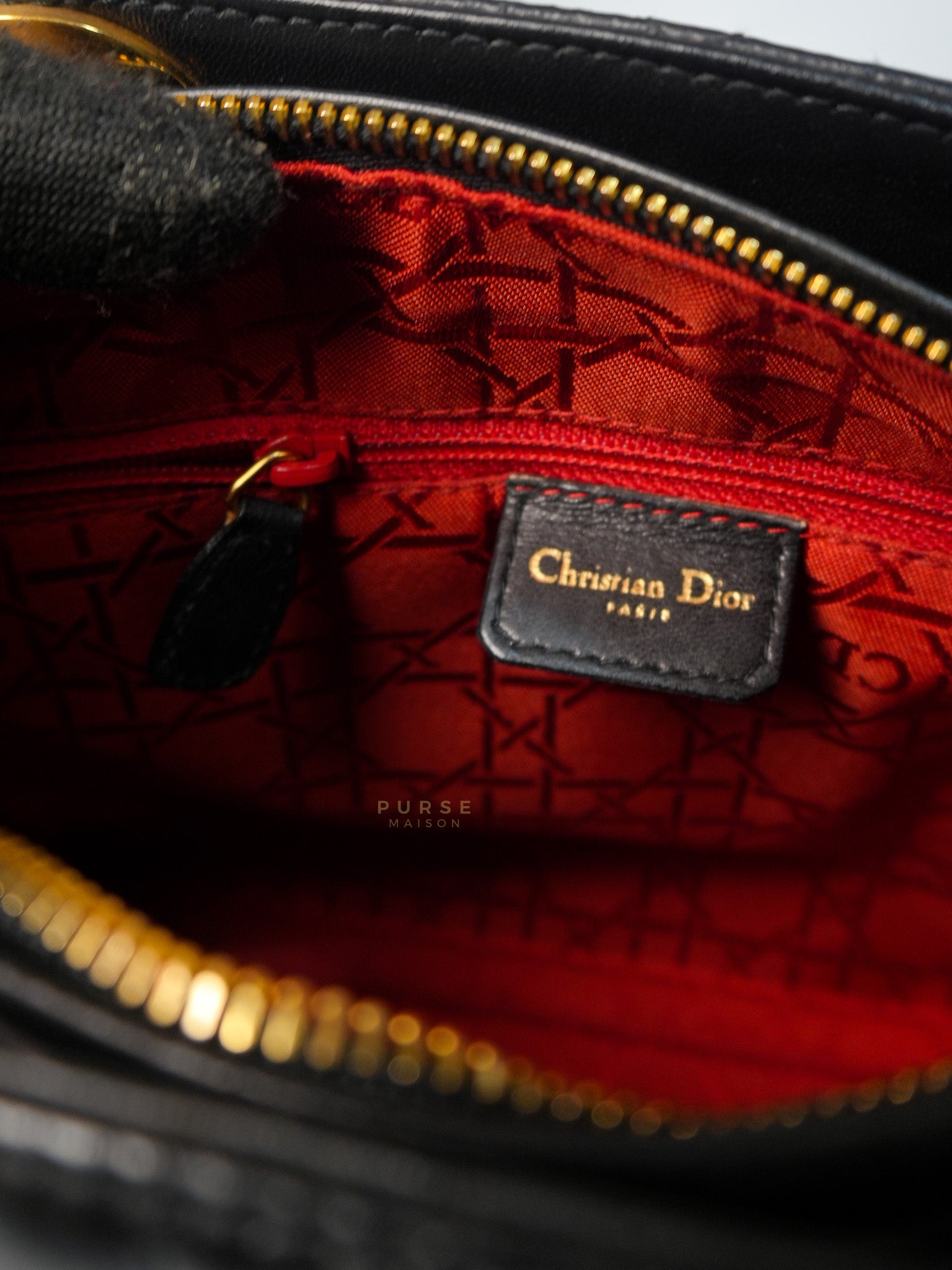 Vintage Lady Dior Medium in Black Quilted Cannage Leather | Purse Maison Luxury Bags Shop