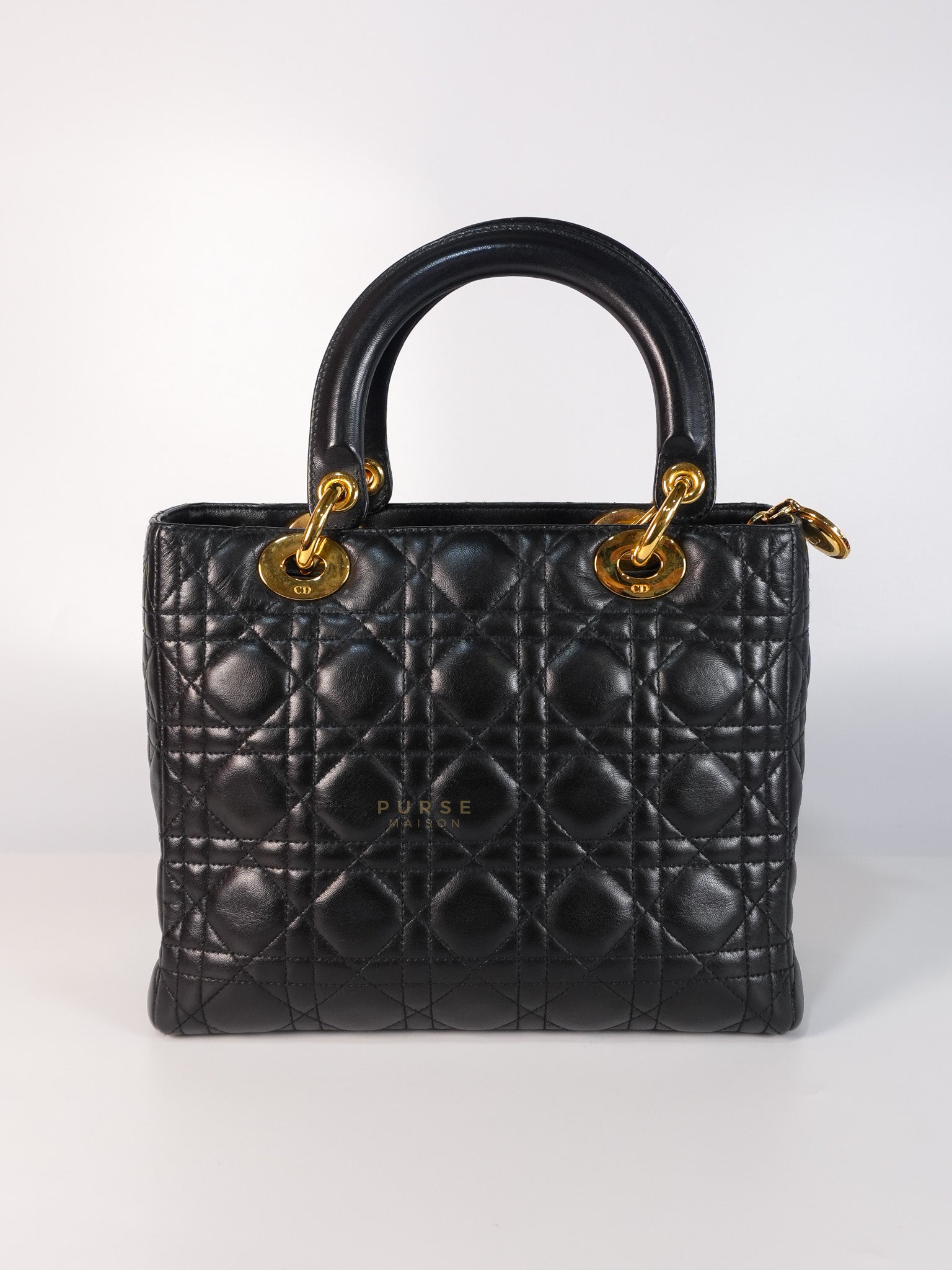 Vintage Lady Dior Medium in Black Quilted Cannage Leather | Purse Maison Luxury Bags Shop