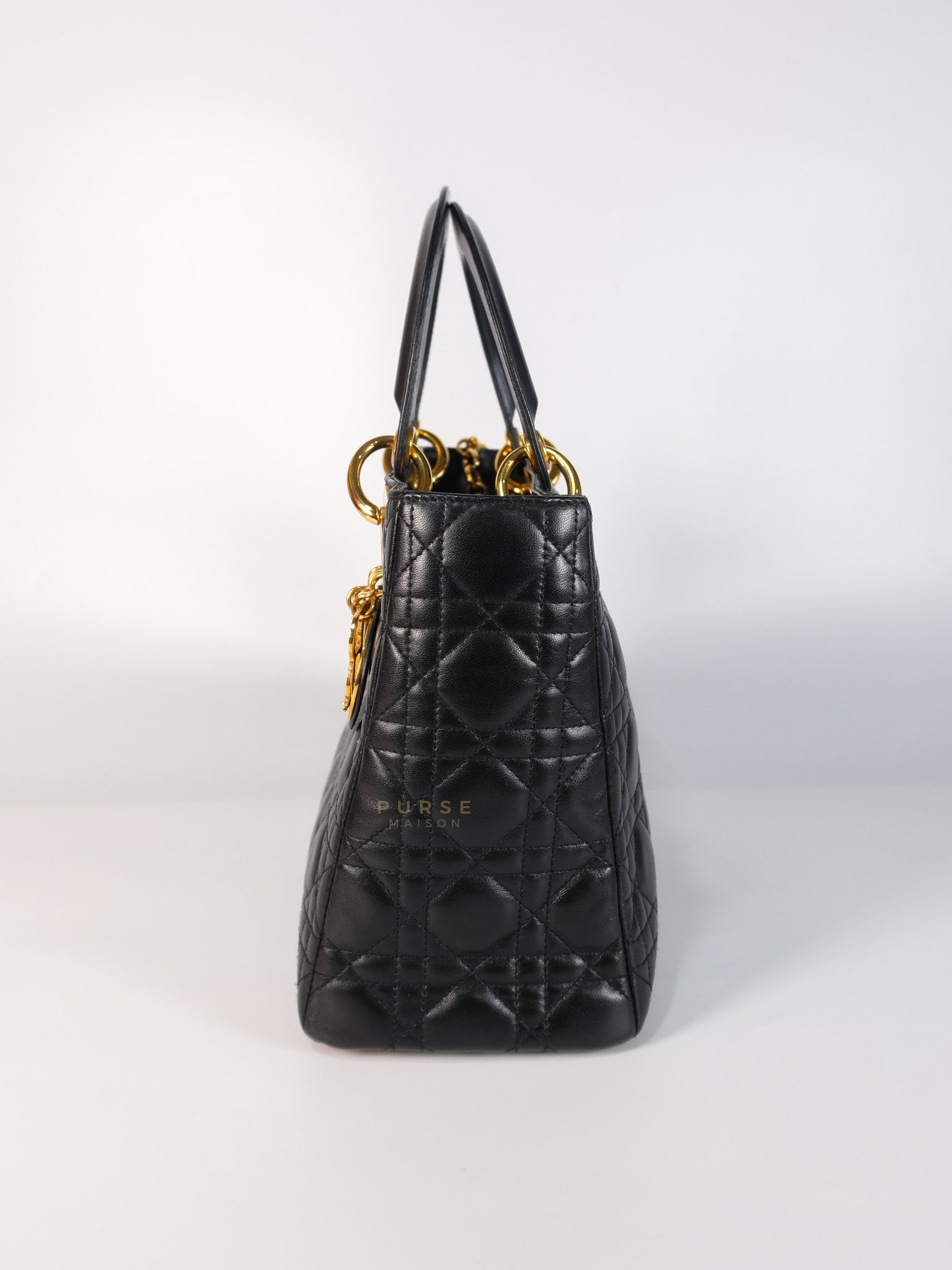 Vintage Lady Dior Medium in Black Quilted Cannage Leather | Purse Maison Luxury Bags Shop