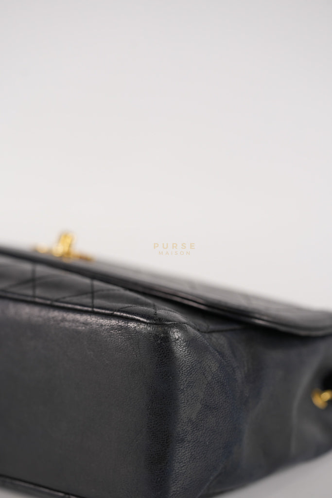 Vintage Medium Quilted Flap Bag in Black Lambskin Leather (Series 1) | Purse Maison Luxury Bags Shop