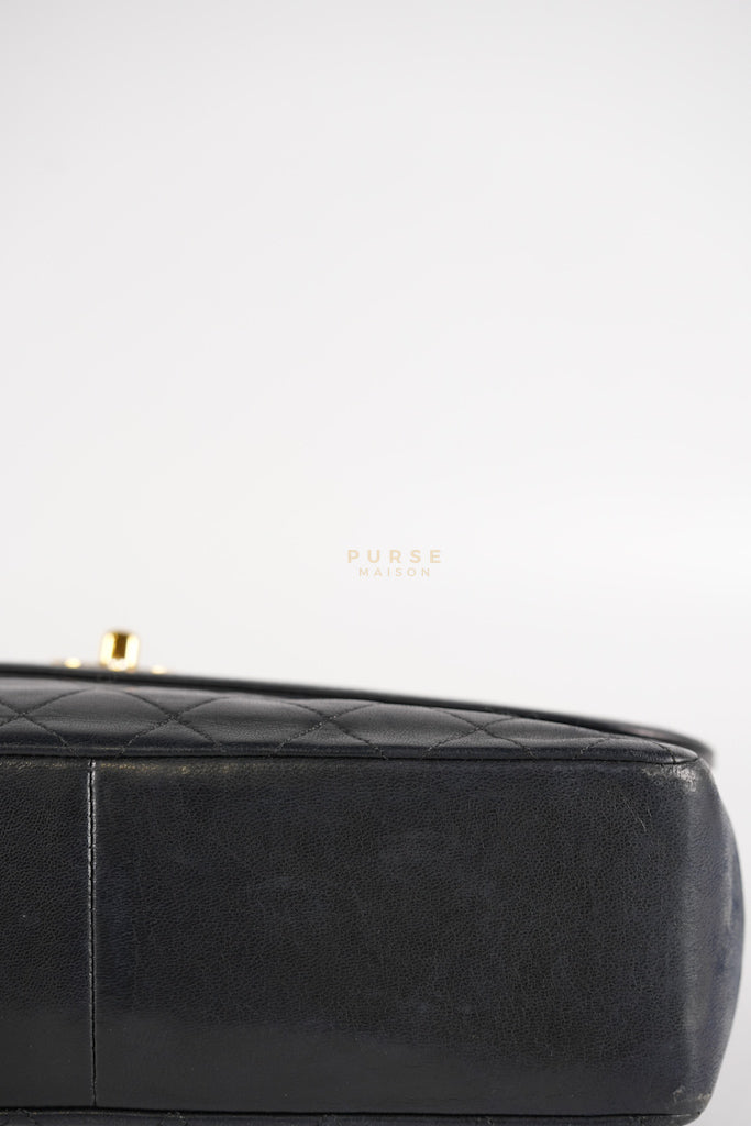 Vintage Medium Quilted Flap Bag in Black Lambskin Leather (Series 1) | Purse Maison Luxury Bags Shop