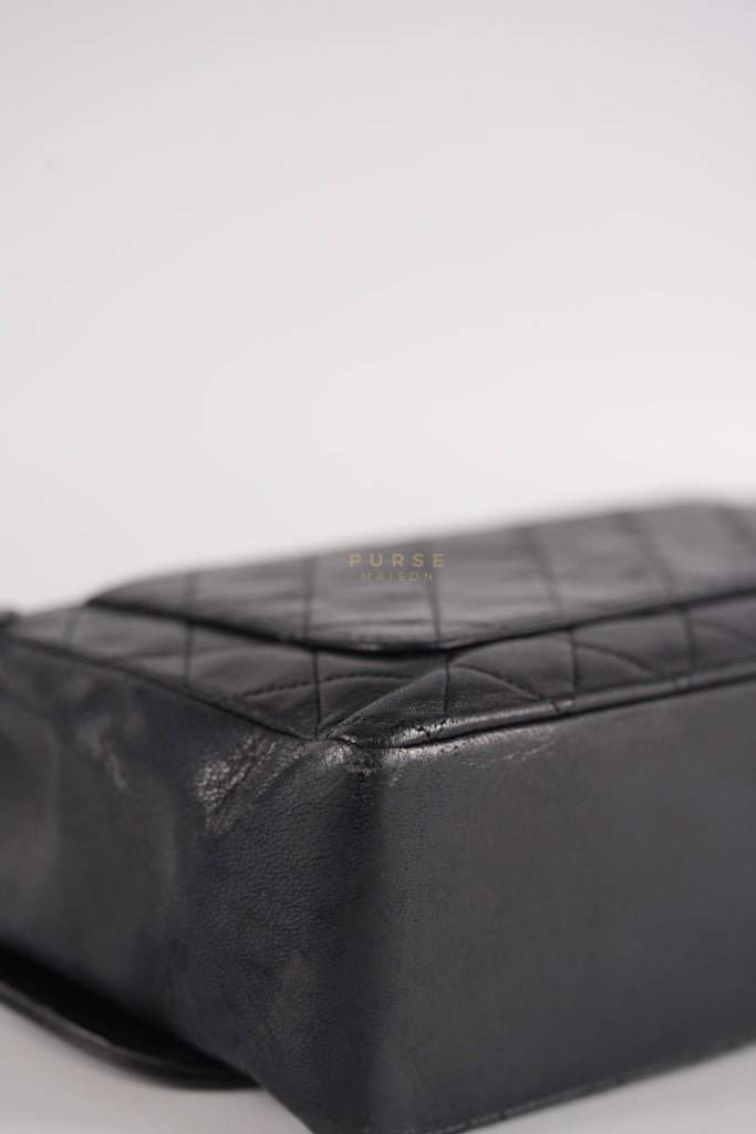 Vintage Medium Quilted Flap Bag in Black Lambskin Leather (Series 1) | Purse Maison Luxury Bags Shop