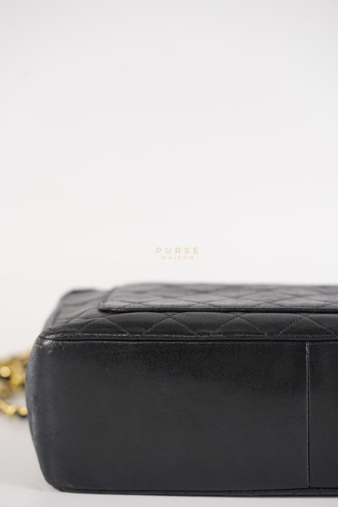 Vintage Medium Quilted Flap Bag in Black Lambskin Leather (Series 1) | Purse Maison Luxury Bags Shop