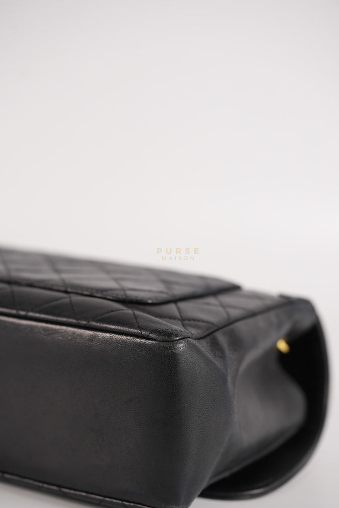 Vintage Medium Quilted Flap Bag in Black Lambskin Leather (Series 1) | Purse Maison Luxury Bags Shop