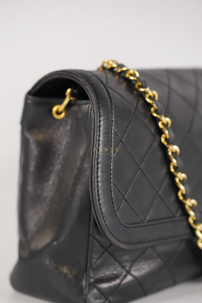 Vintage Medium Quilted Flap Bag in Black Lambskin Leather (Series 1) | Purse Maison Luxury Bags Shop