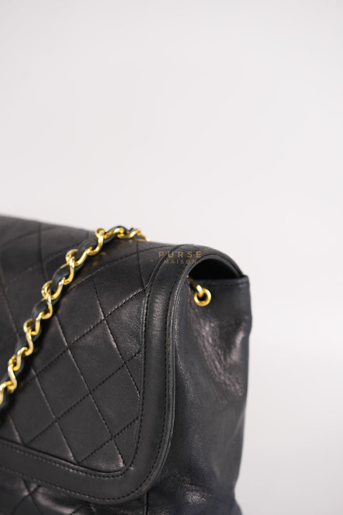 Vintage Medium Quilted Flap Bag in Black Lambskin Leather (Series 1) | Purse Maison Luxury Bags Shop