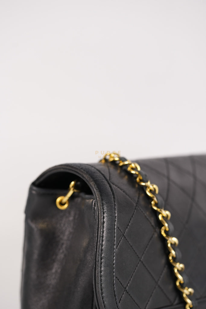 Vintage Medium Quilted Flap Bag in Black Lambskin Leather (Series 1) | Purse Maison Luxury Bags Shop