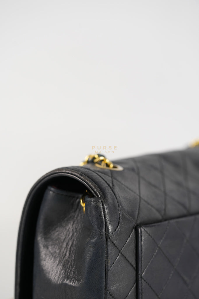 Vintage Medium Quilted Flap Bag in Black Lambskin Leather (Series 1) | Purse Maison Luxury Bags Shop