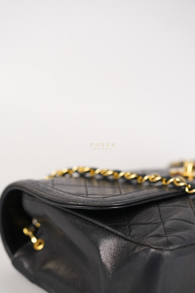Vintage Medium Quilted Flap Bag in Black Lambskin Leather (Series 1) | Purse Maison Luxury Bags Shop