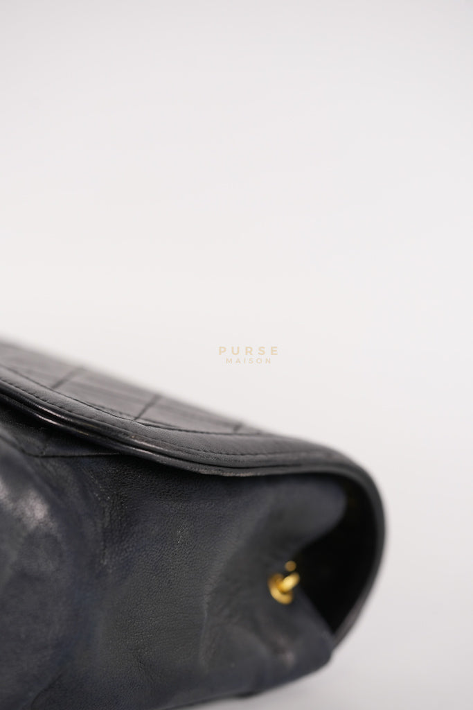 Vintage Medium Quilted Flap Bag in Black Lambskin Leather (Series 1) | Purse Maison Luxury Bags Shop