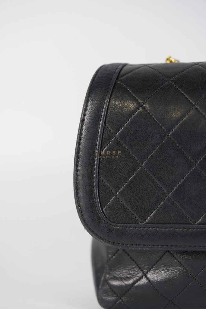 Vintage Medium Quilted Flap Bag in Black Lambskin Leather (Series 1) | Purse Maison Luxury Bags Shop
