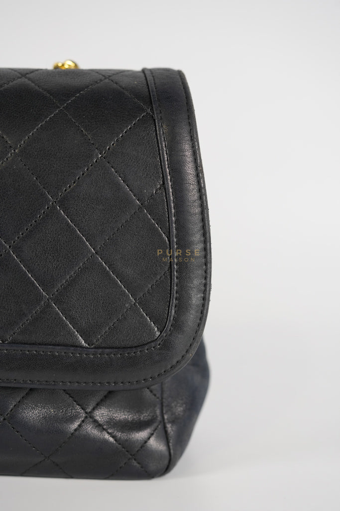 Vintage Medium Quilted Flap Bag in Black Lambskin Leather (Series 1) | Purse Maison Luxury Bags Shop