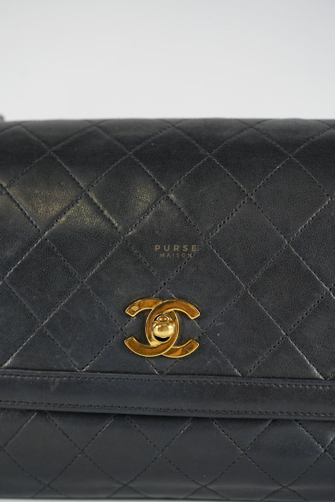 Vintage Medium Quilted Flap Bag in Black Lambskin Leather (Series 1) | Purse Maison Luxury Bags Shop