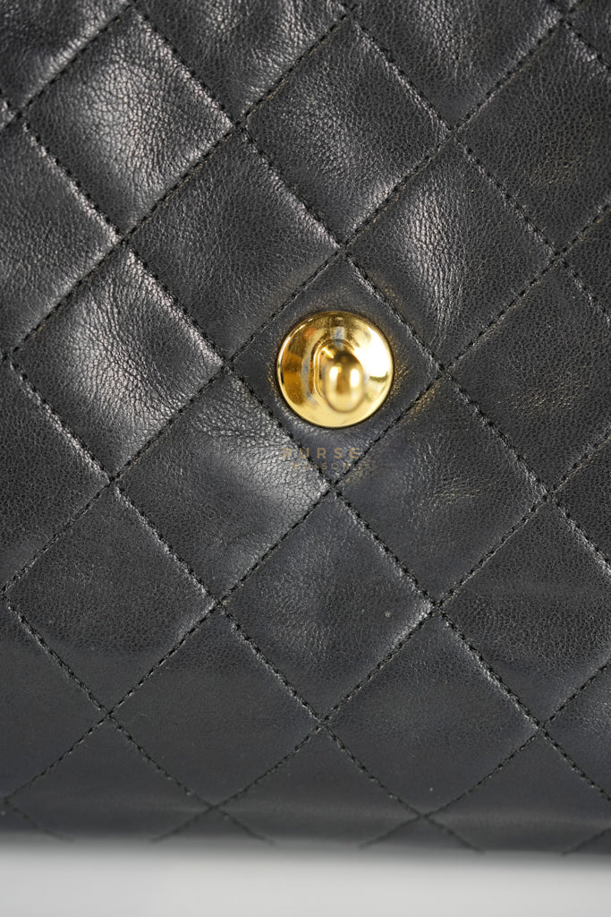 Vintage Medium Quilted Flap Bag in Black Lambskin Leather (Series 1) | Purse Maison Luxury Bags Shop