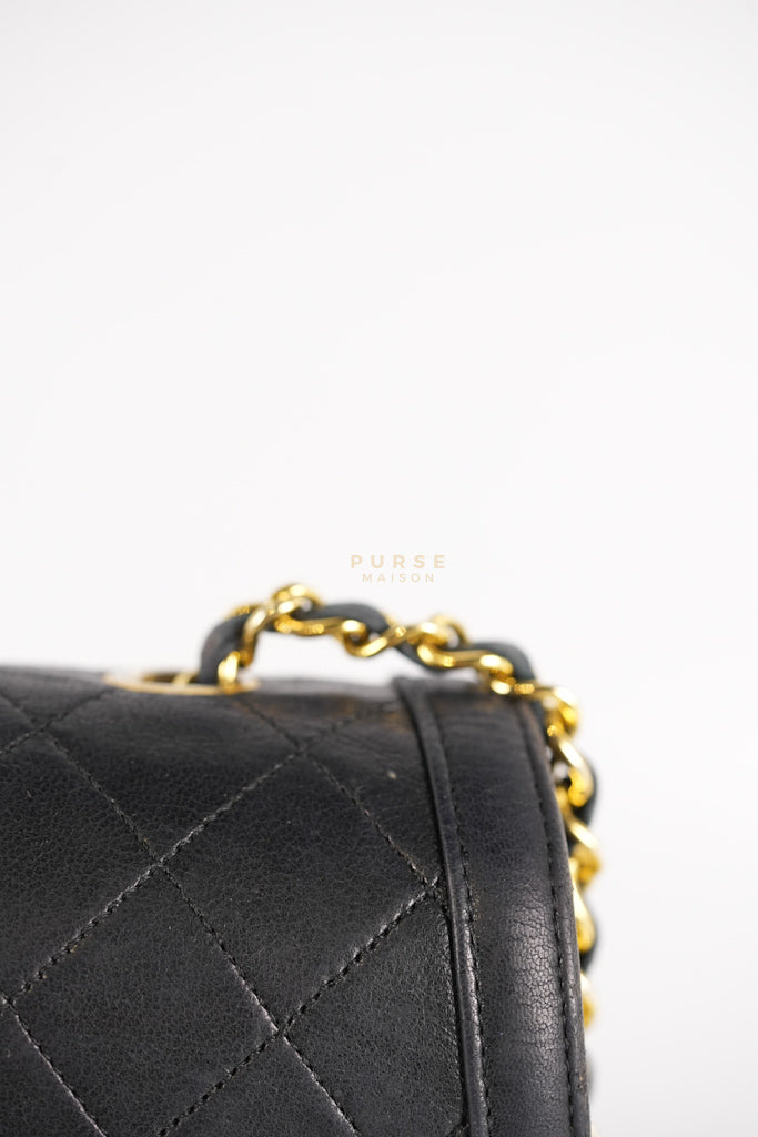 Vintage Medium Quilted Flap Bag in Black Lambskin Leather (Series 1) | Purse Maison Luxury Bags Shop