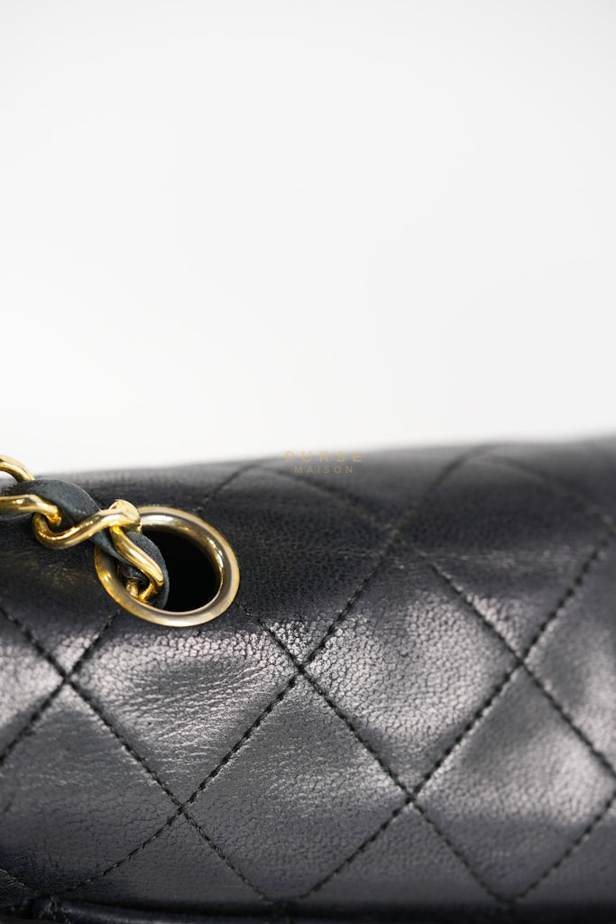 Vintage Medium Quilted Flap Bag in Black Lambskin Leather (Series 1) | Purse Maison Luxury Bags Shop