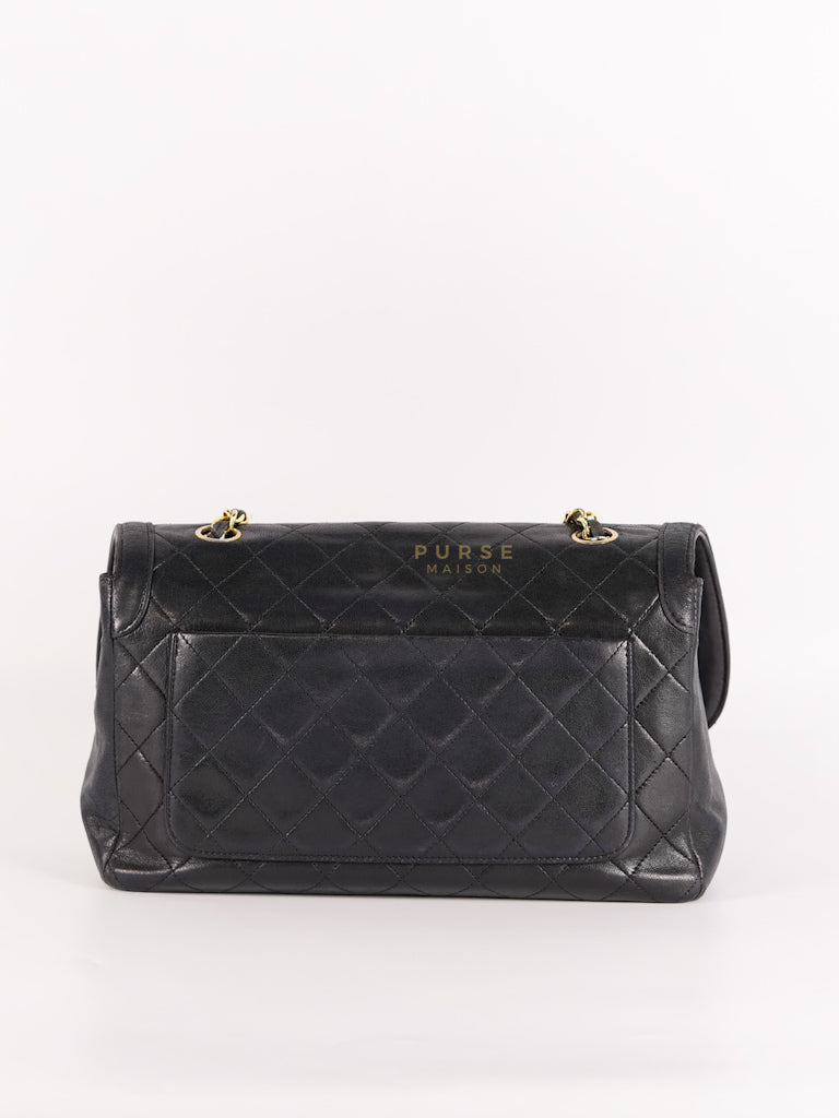 Vintage Medium Quilted Flap Bag in Black Lambskin Leather (Series 1) | Purse Maison Luxury Bags Shop