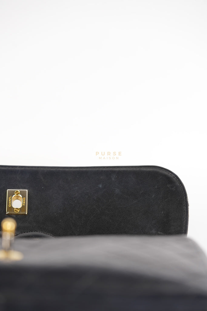 Vintage Medium Quilted Flap Bag in Black Lambskin Leather (Series 1) | Purse Maison Luxury Bags Shop
