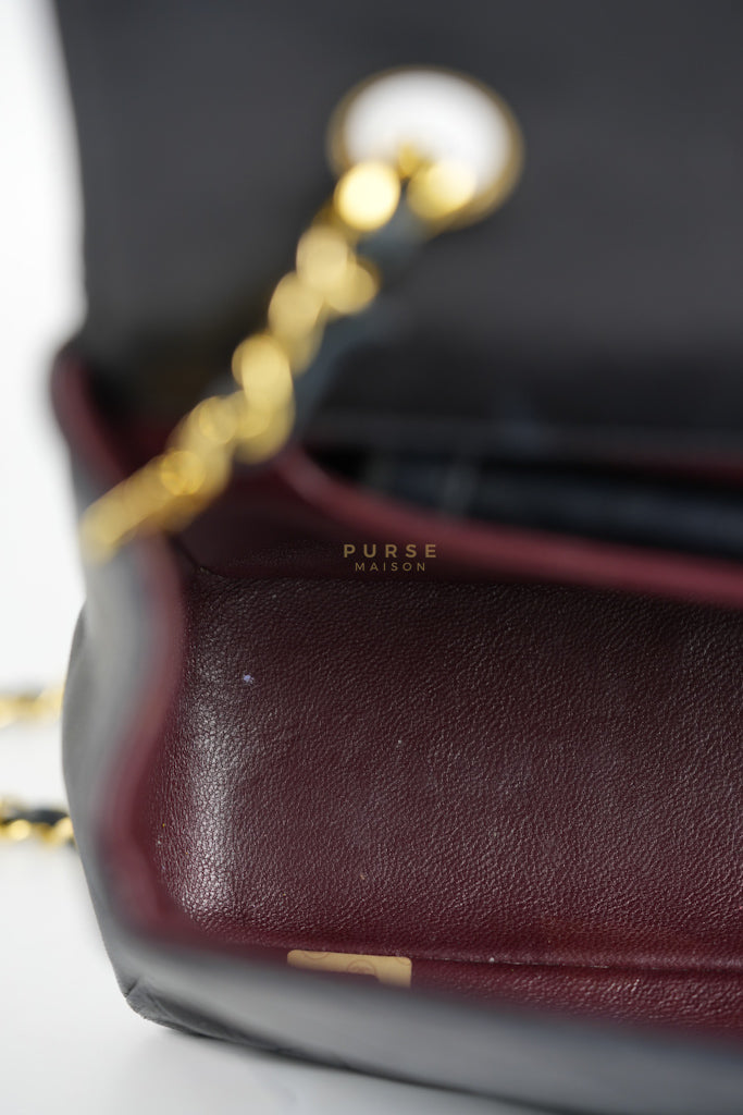 Vintage Medium Quilted Flap Bag in Black Lambskin Leather (Series 1) | Purse Maison Luxury Bags Shop