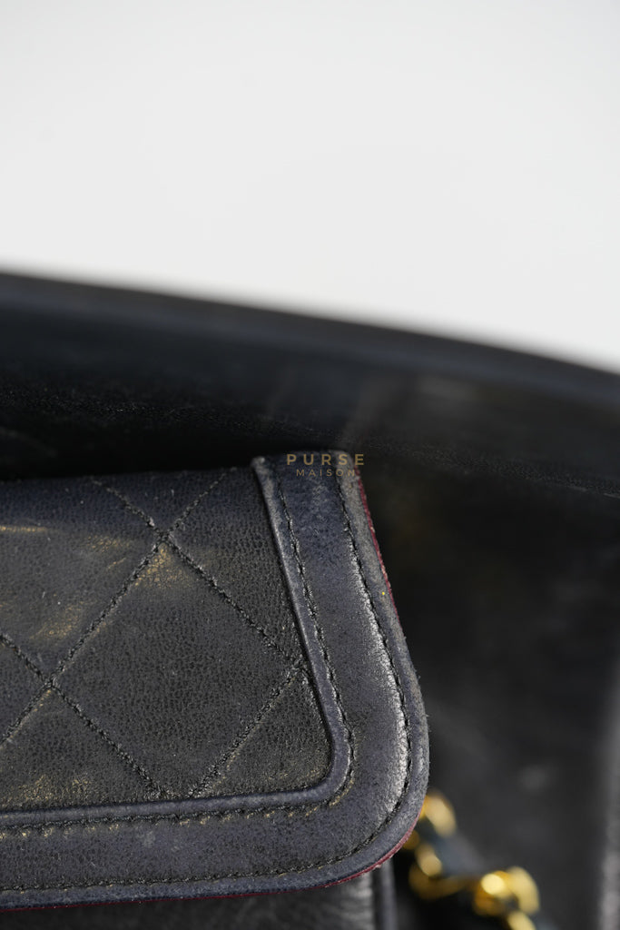 Vintage Medium Quilted Flap Bag in Black Lambskin Leather (Series 1) | Purse Maison Luxury Bags Shop