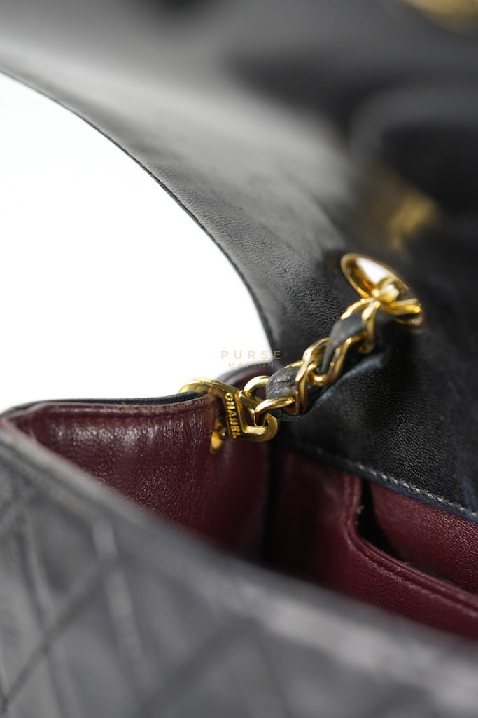 Vintage Medium Quilted Flap Bag in Black Lambskin Leather (Series 1) | Purse Maison Luxury Bags Shop
