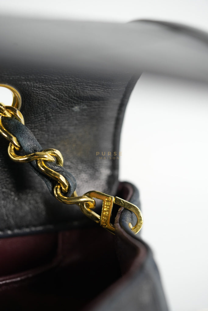 Vintage Medium Quilted Flap Bag in Black Lambskin Leather (Series 1) | Purse Maison Luxury Bags Shop