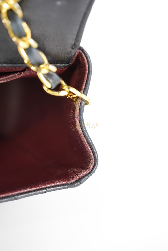 Vintage Medium Quilted Flap Bag in Black Lambskin Leather (Series 1) | Purse Maison Luxury Bags Shop