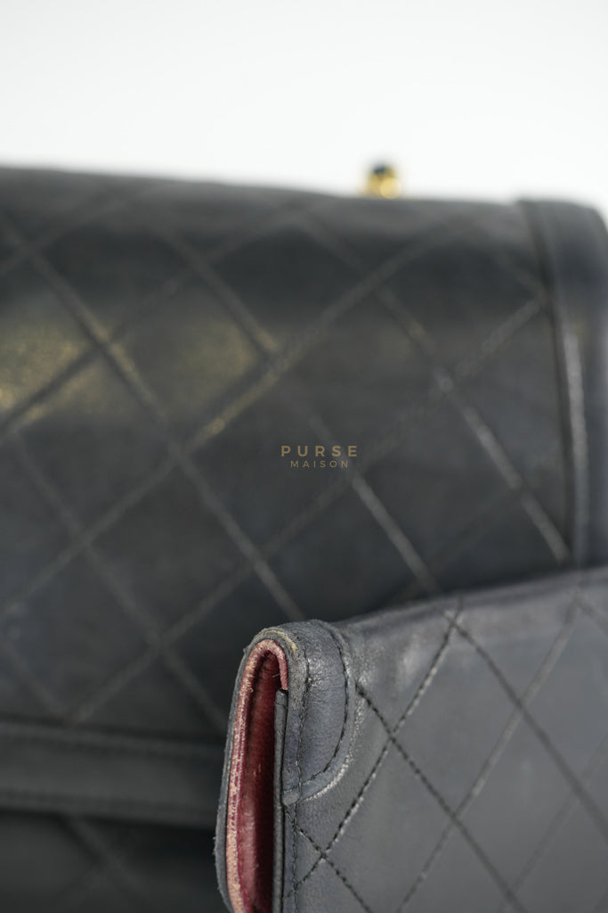 Vintage Medium Quilted Flap Bag in Black Lambskin Leather (Series 1) | Purse Maison Luxury Bags Shop