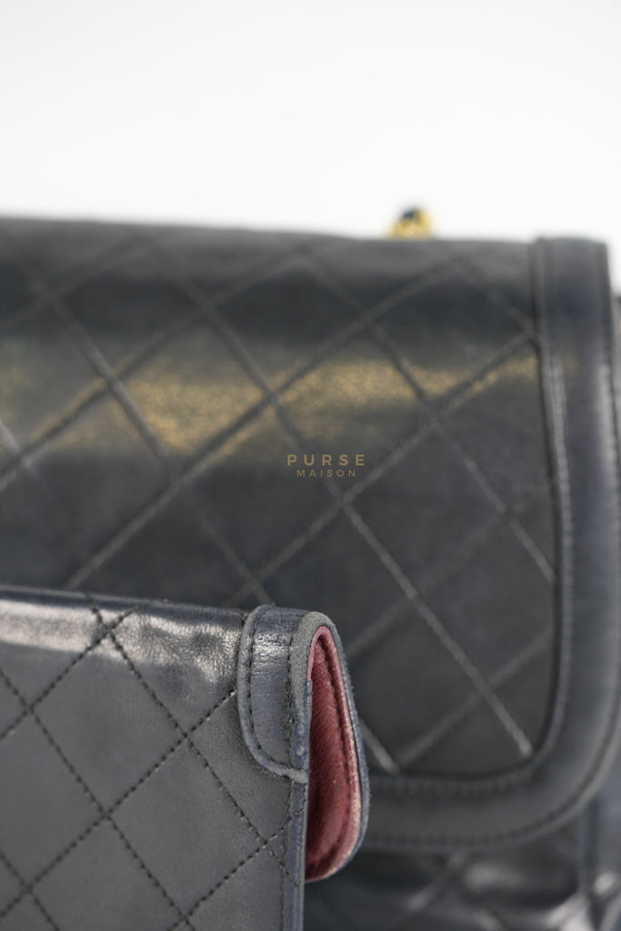 Vintage Medium Quilted Flap Bag in Black Lambskin Leather (Series 1) | Purse Maison Luxury Bags Shop