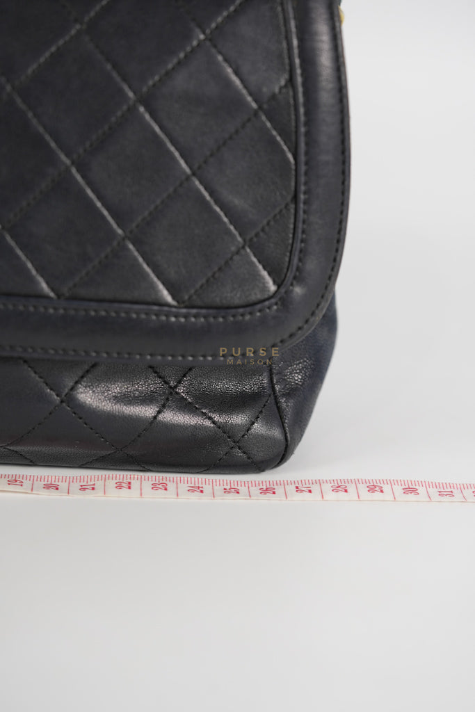 Vintage Medium Quilted Flap Bag in Black Lambskin Leather (Series 1) | Purse Maison Luxury Bags Shop