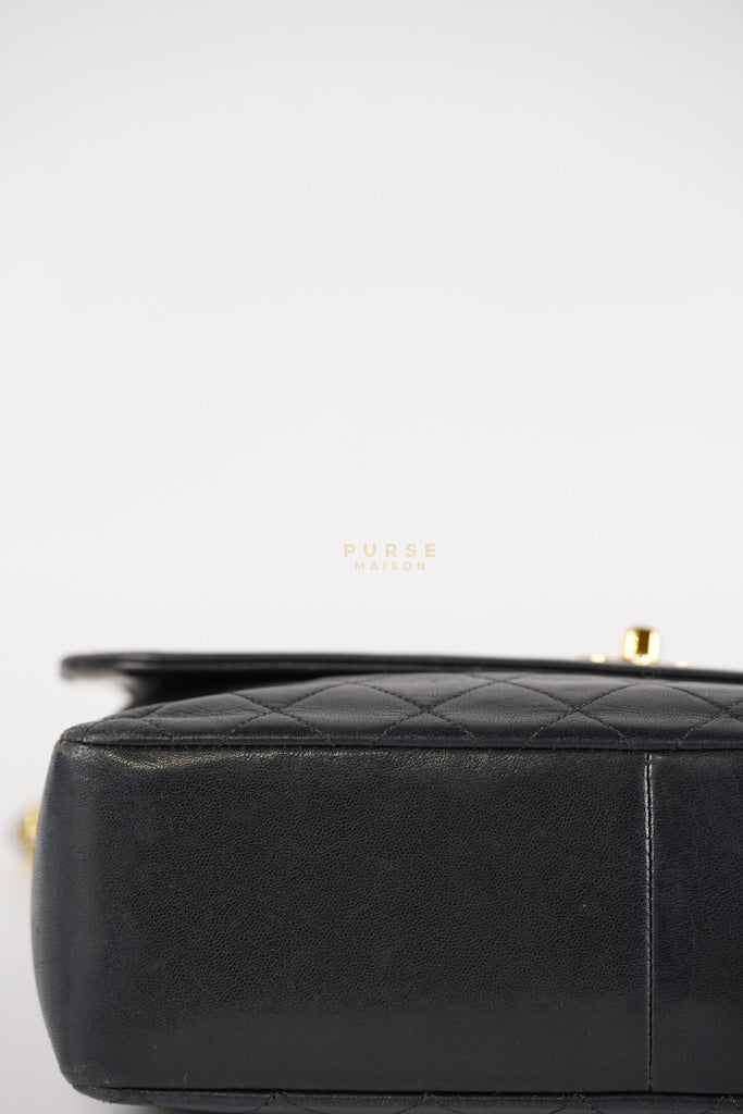 Vintage Medium Quilted Flap Bag in Black Lambskin Leather (Series 1) | Purse Maison Luxury Bags Shop