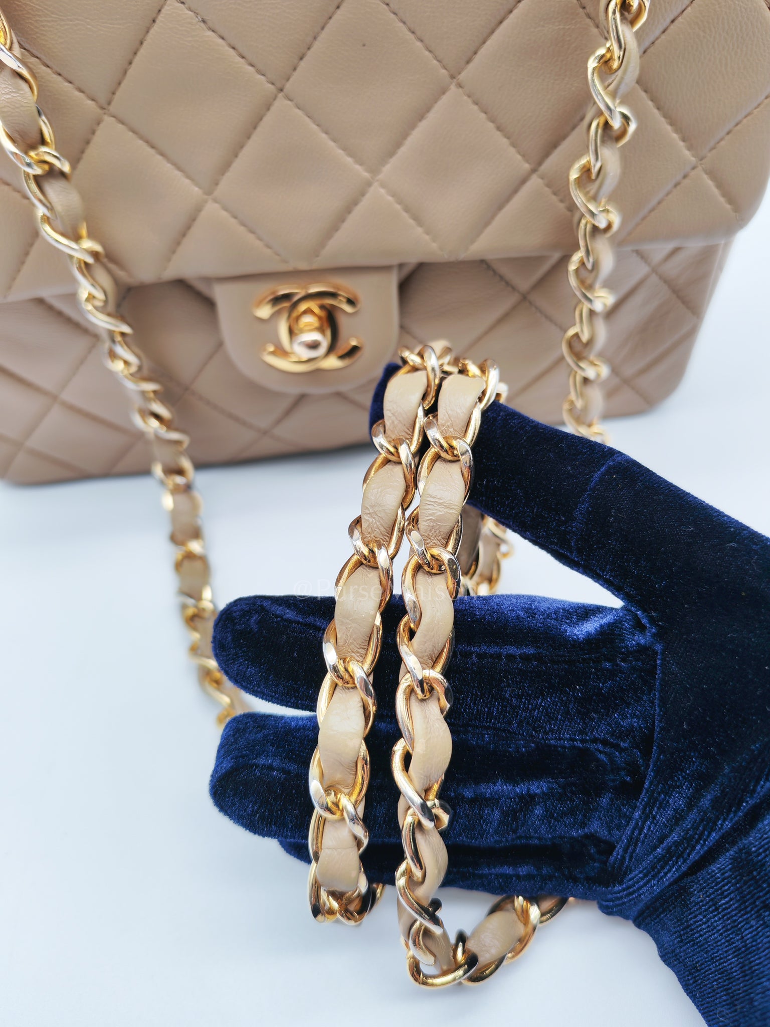 Vintage Single Flap in Dark Beige Quilted Lambskin Leather and Gold Hardware Series 1 | Purse Maison Luxury Bags Shop
