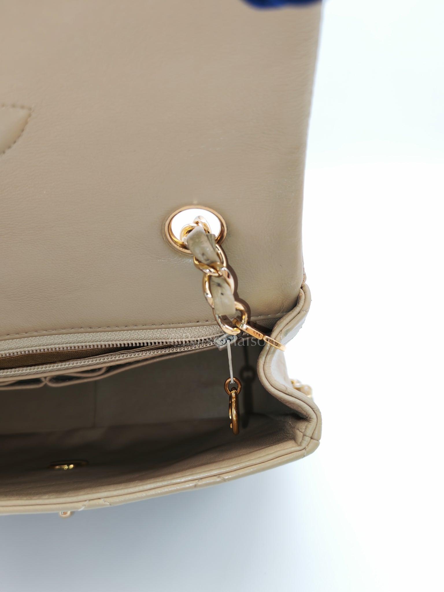 Vintage Single Flap in Dark Beige Quilted Lambskin Leather and Gold Hardware Series 1 | Purse Maison Luxury Bags Shop