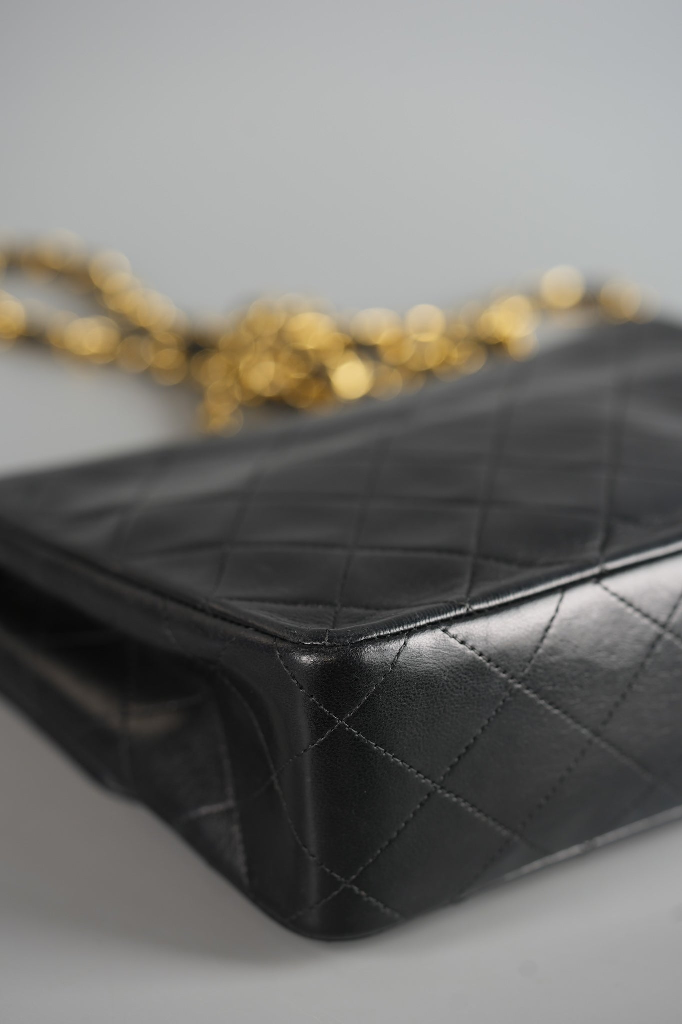 Vintage Small Square in Black Lambskin Leather & 24k Gold Hardware Series 1 | Purse Maison Luxury Bags Shop