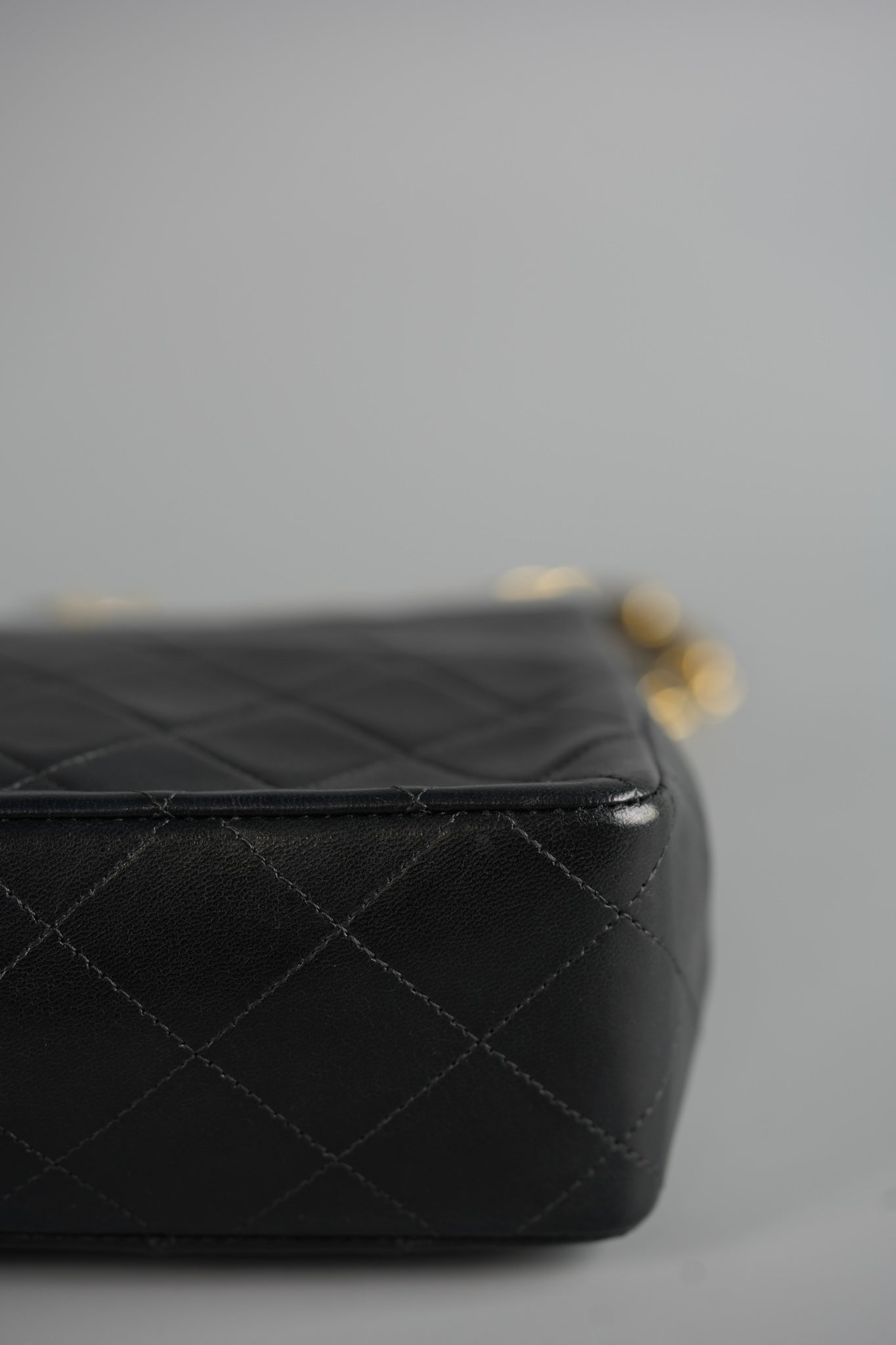 Vintage Small Square in Black Lambskin Leather & 24k Gold Hardware Series 1 | Purse Maison Luxury Bags Shop